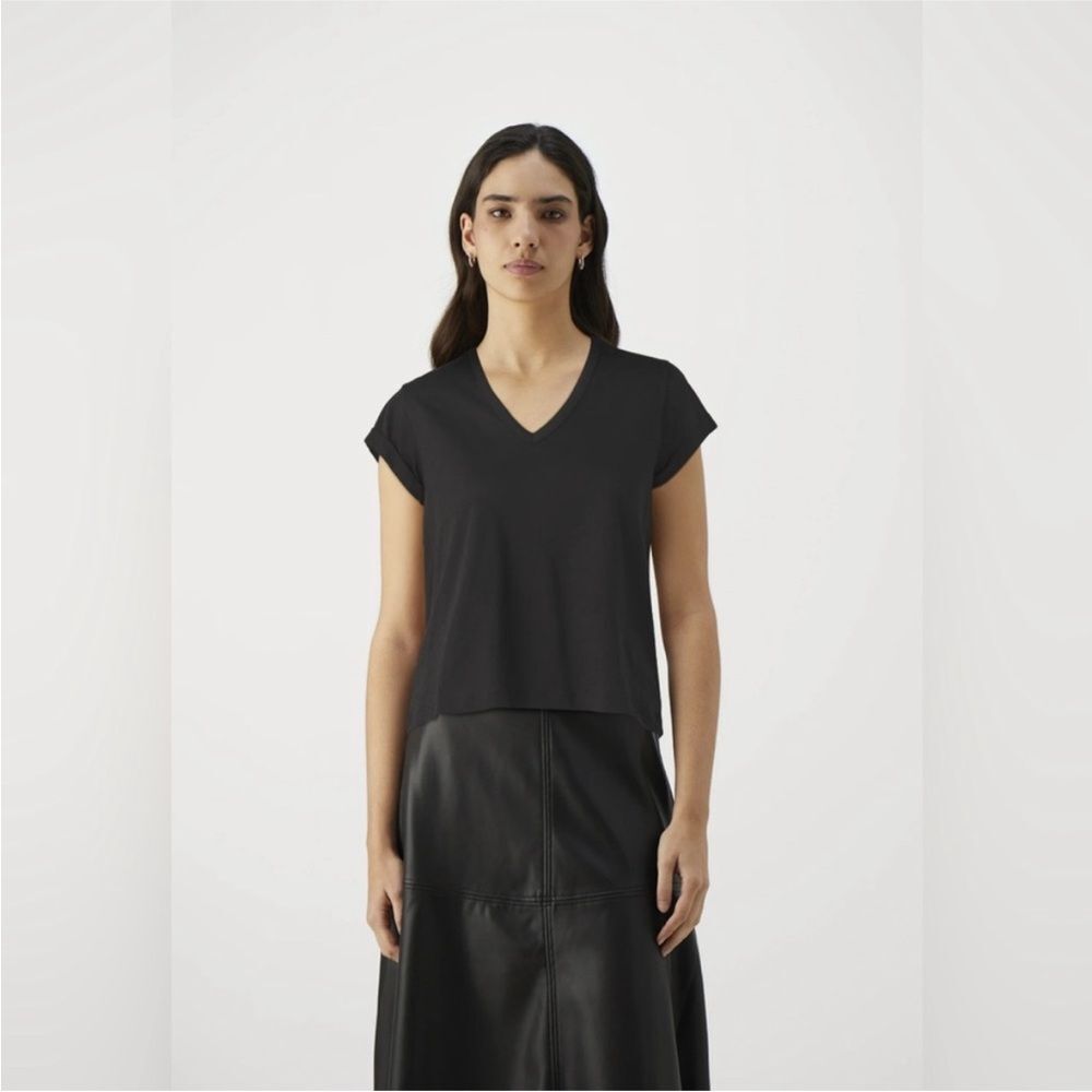 All Saints Anna V-Neck Black Cotton Tee 2